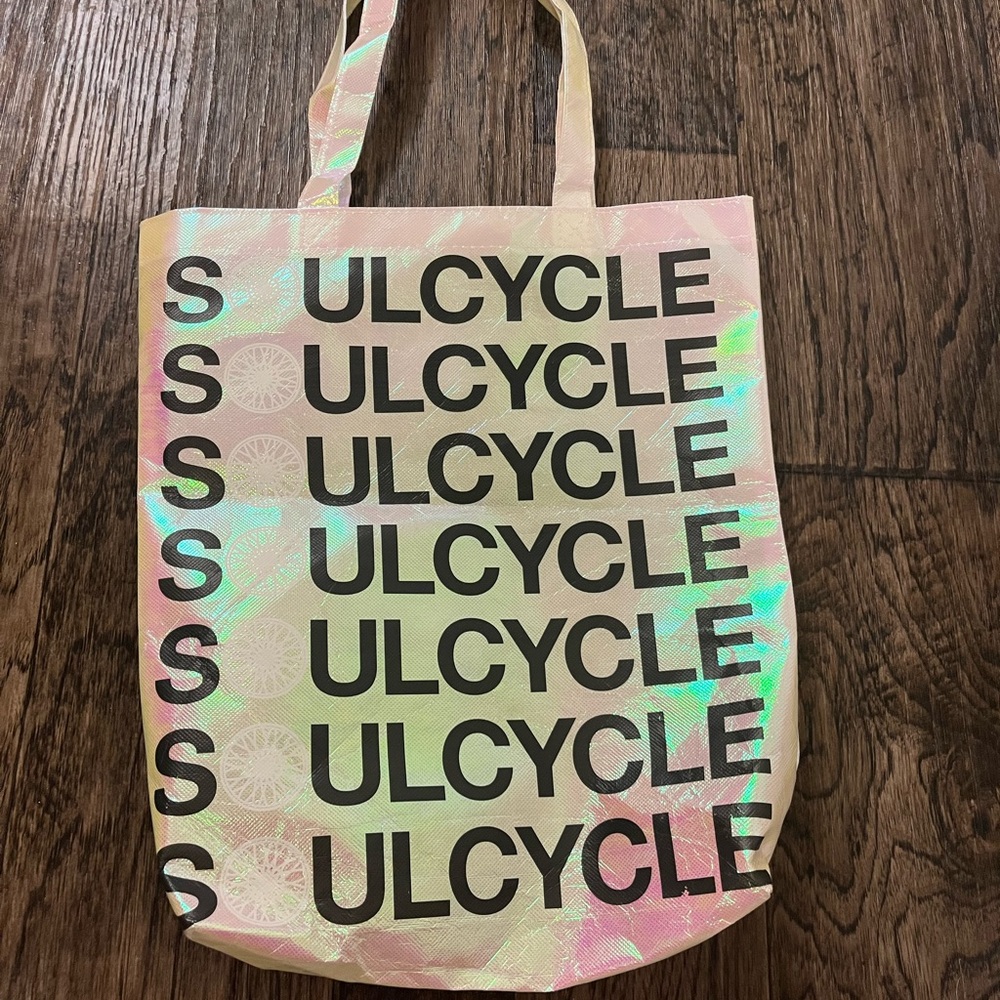 soulcycle Holographic Pink and Iridescent Logo Tote